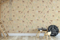 Delicate deer wallpaper for rustic décor KB82
