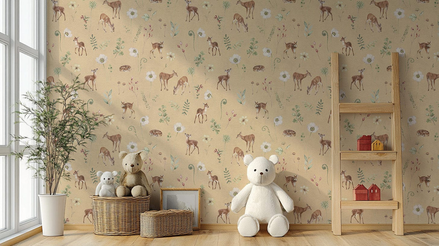 Nature-inspired deer wallpaper in beige KB82
