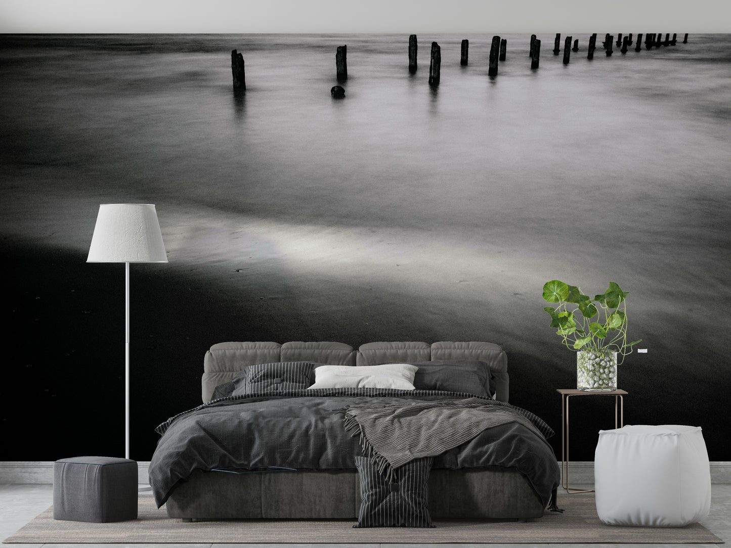 A beautiful panoramic sea wall mural for a living room.

