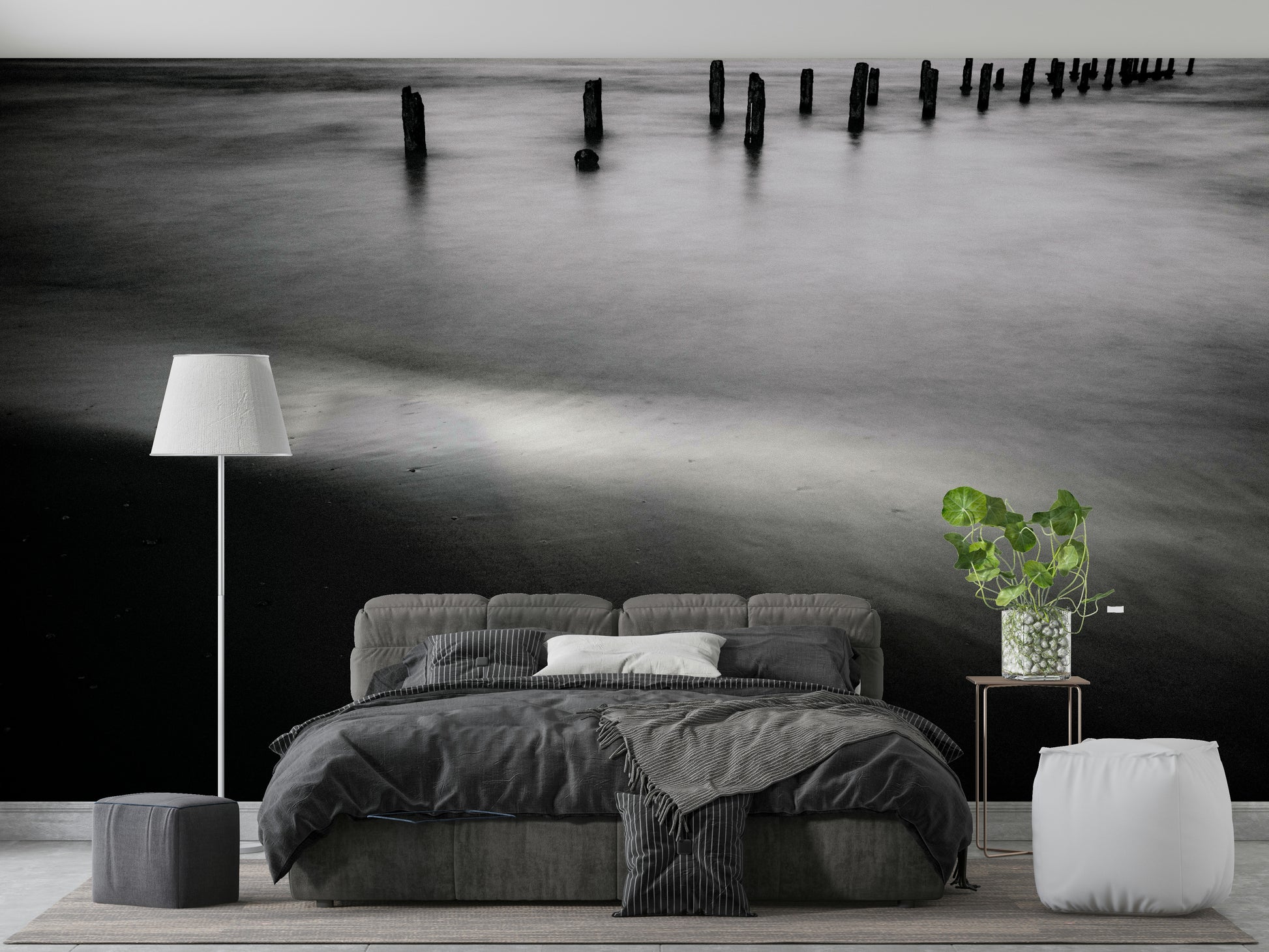A beautiful panoramic sea wall mural for a living room.

