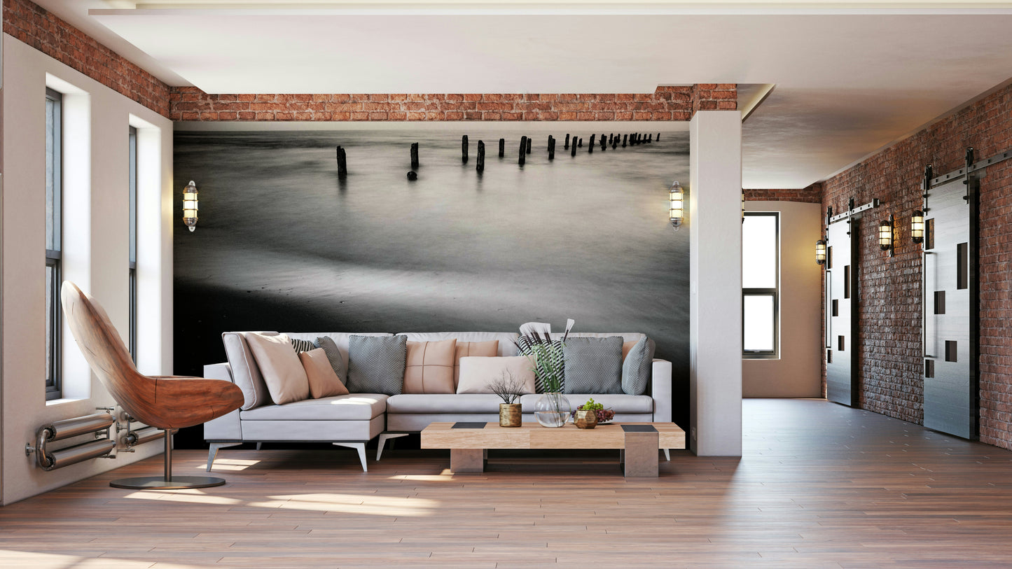 A contemplative beach shore wallpaper mural for a feature wall.

