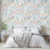 Close-Up of Bellbird Springtime Floral Wallpaper


