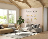 Yellow banana characters in stretching poses

