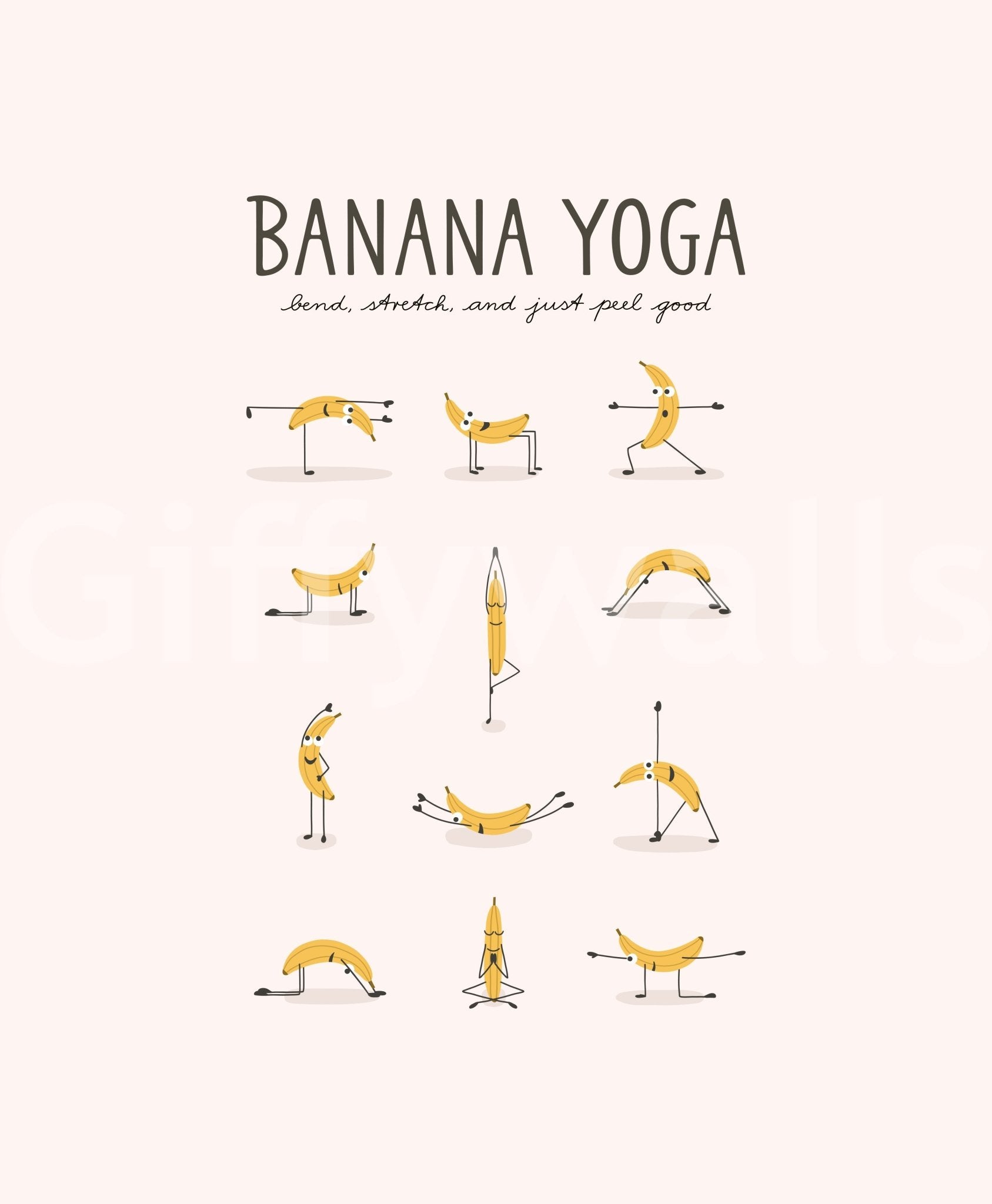 Cheerful banana yoga design for creative rooms

