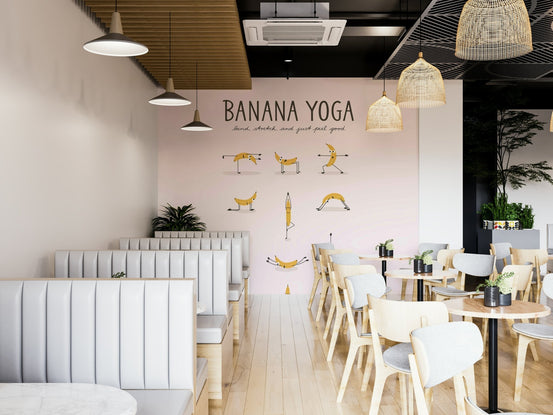Banana characters doing yoga on wall mural, GD1993