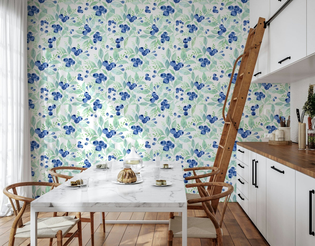 Watercolor wallpaper featuring berries and natural foliage GD7274