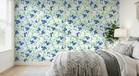 Soft watercolor wallpaper with berries and leafy branches GD7274