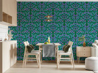 Berry Branch Symphony wall mural on a feature wall in a dining area.