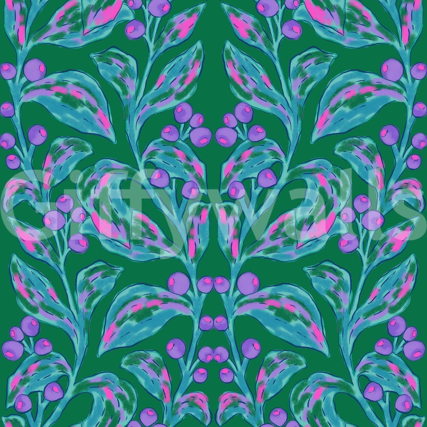 High-quality Berry Branch Symphony wallpaper for a luxury lounge.