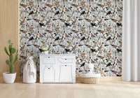 Vintage aesthetic berry song birds wallpaper for a cottagecore theme.