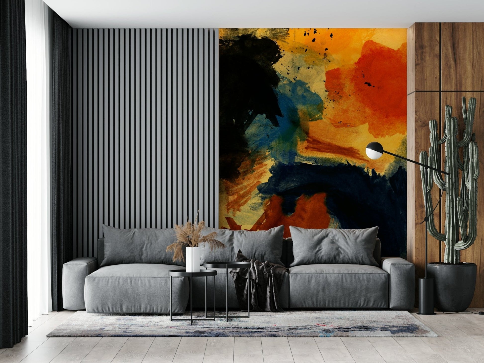 A beautiful modern art wall mural of a fun scene.