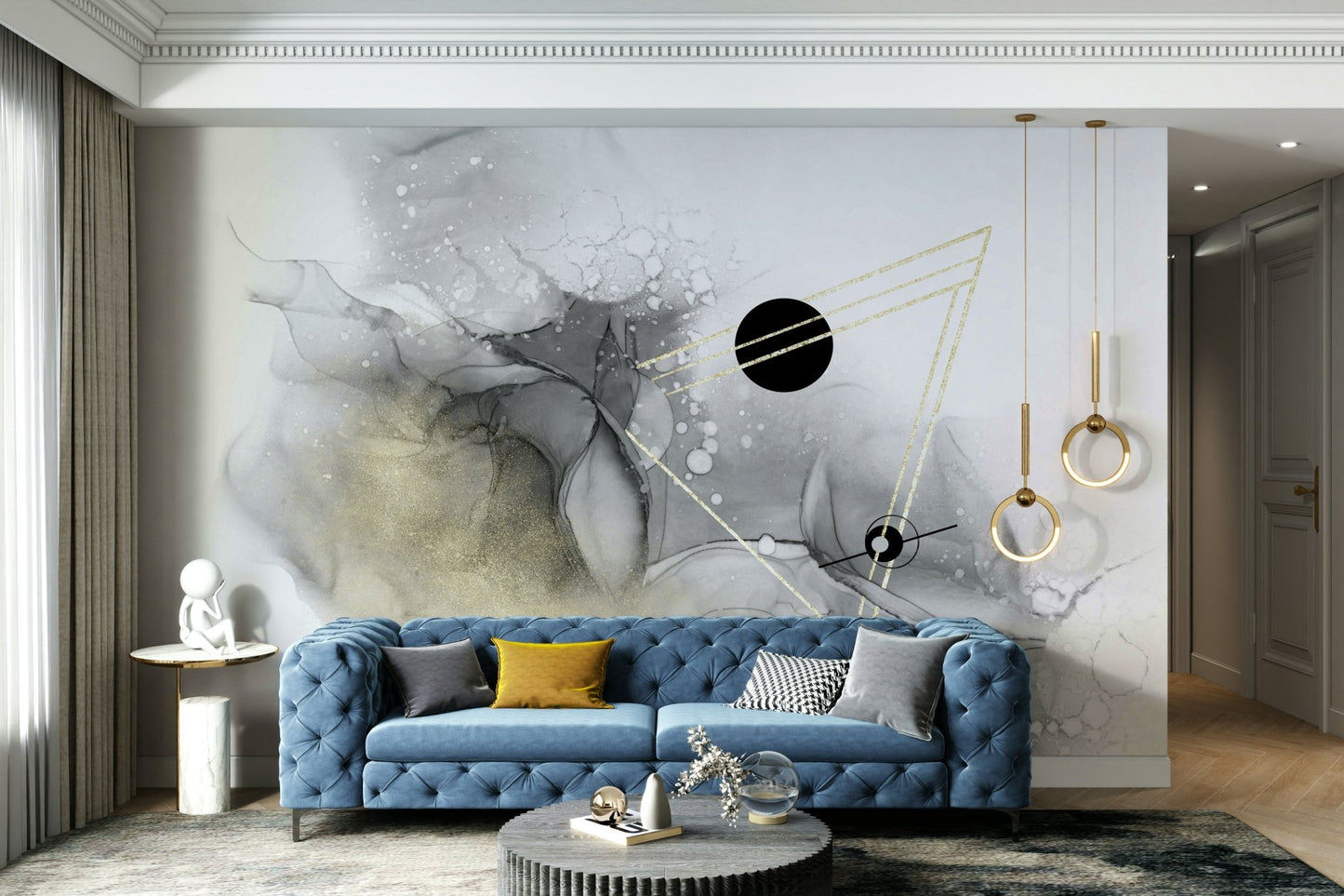 Milky Way-inspired mural art for bedroom or study walls

