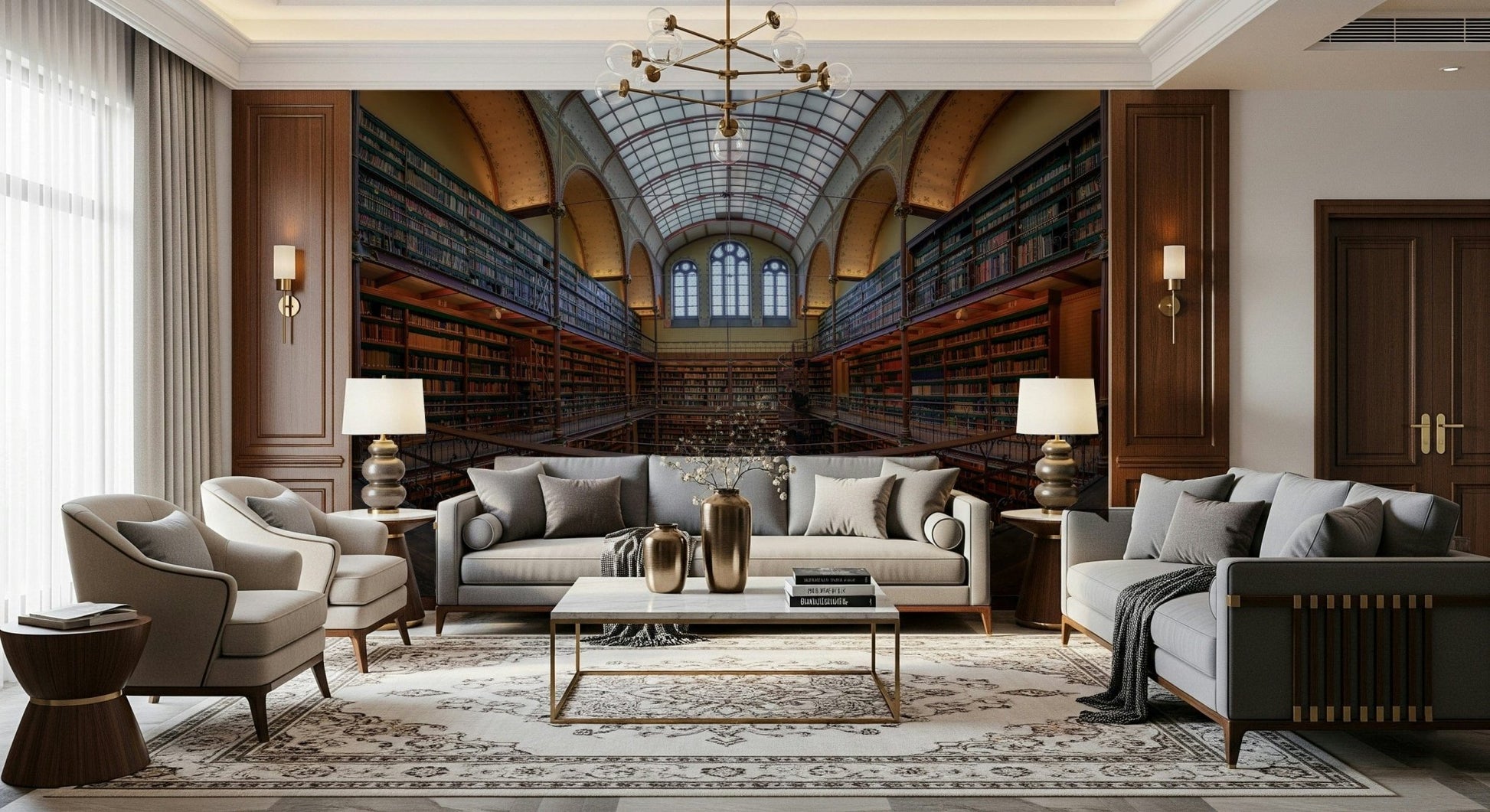 A contemplative gentle design wallpaper mural for a feature wall.