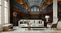 A calming abstract design wallpaper mural that defines a space.