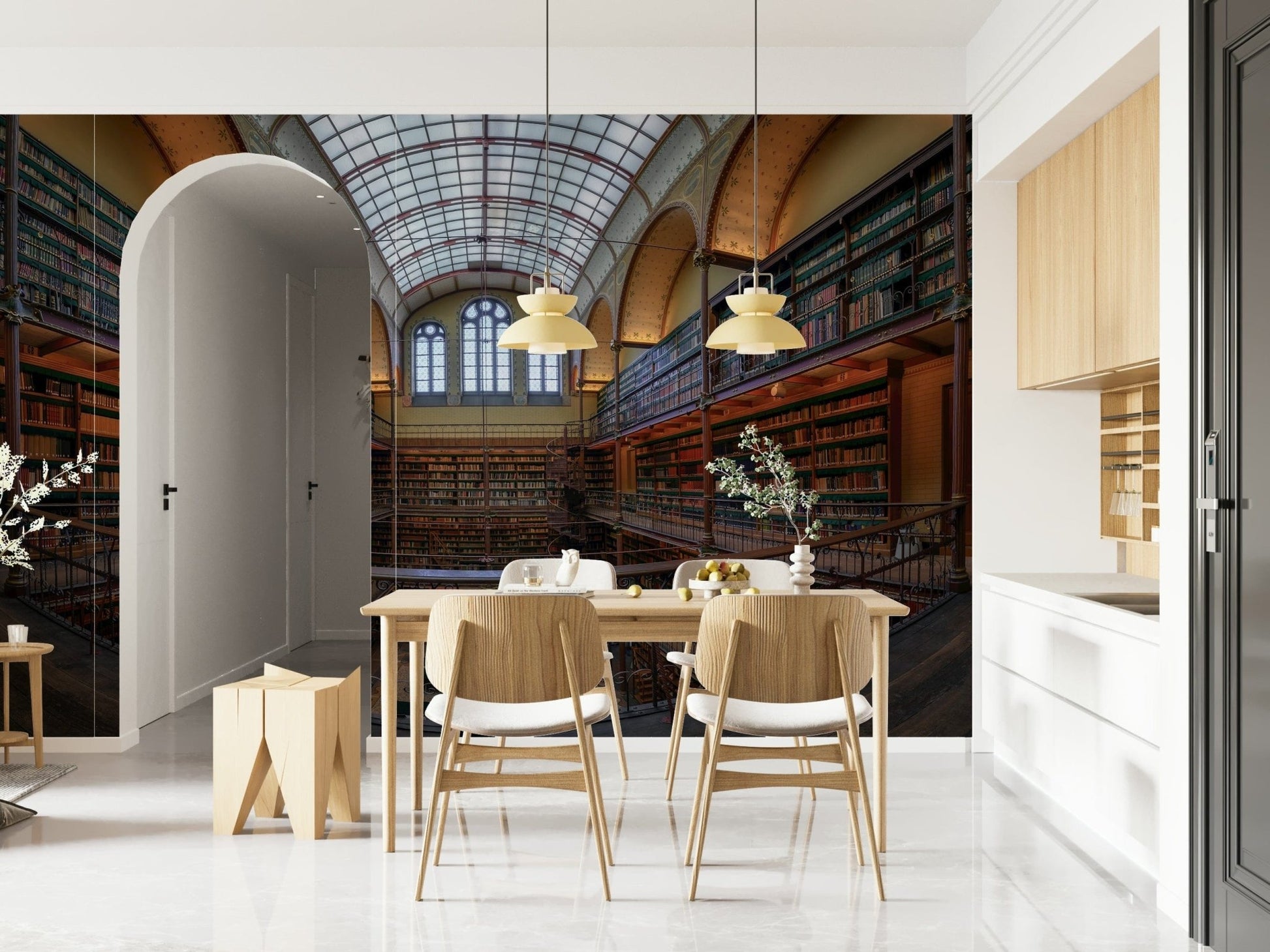 A serene subtle scholarly wall mural for your decor.