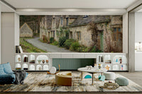 The cottages have small windows and chimneys.

