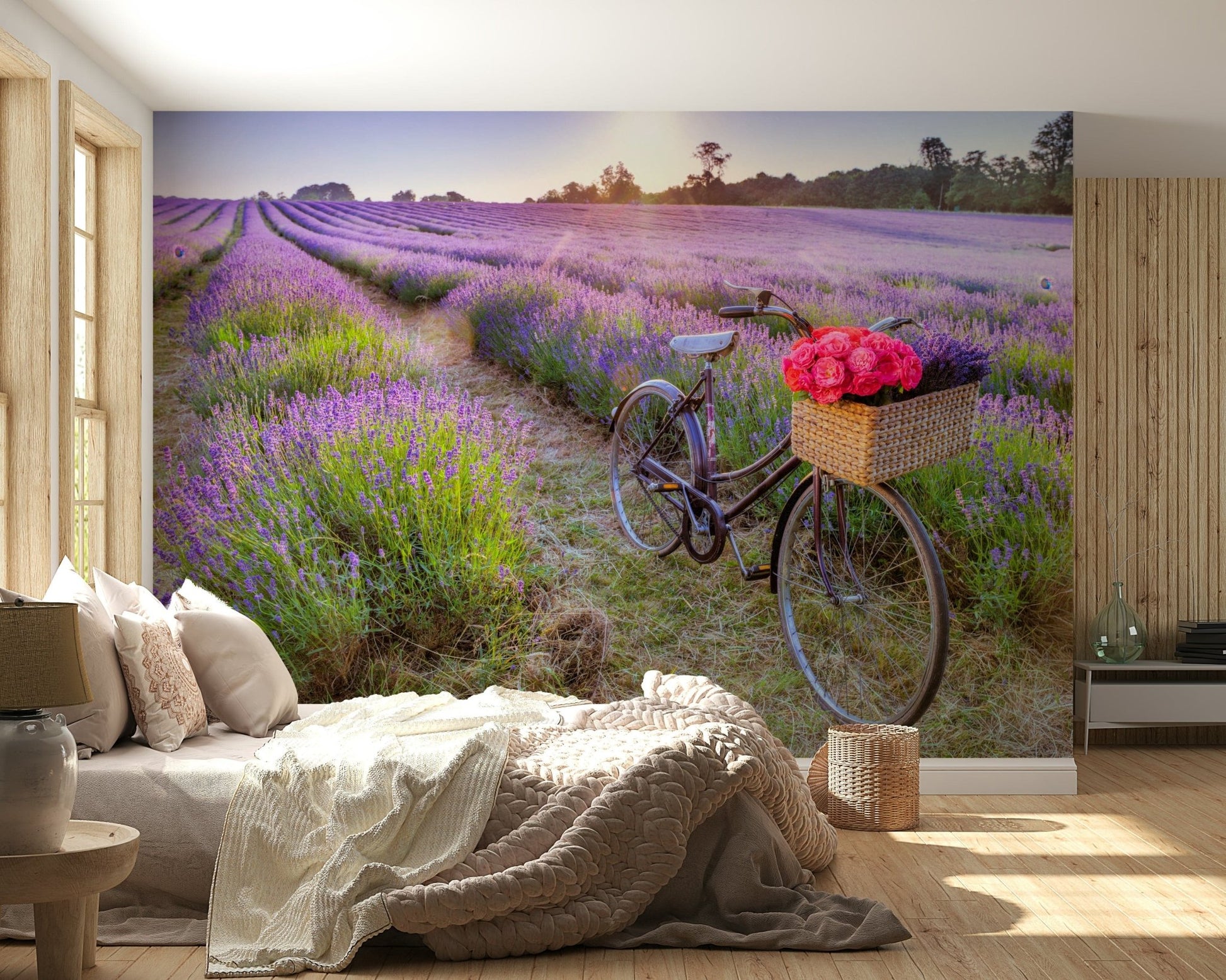 Bicycle in a Lavender Field Wall Mural