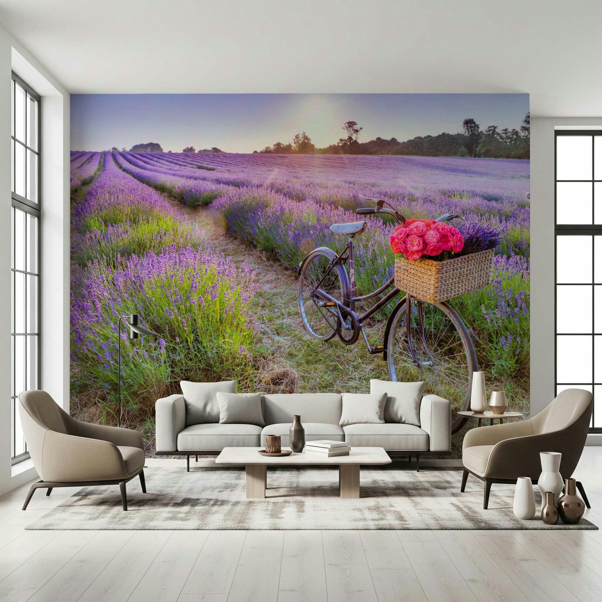 Bicycle in a Lavender Field Wall Mural