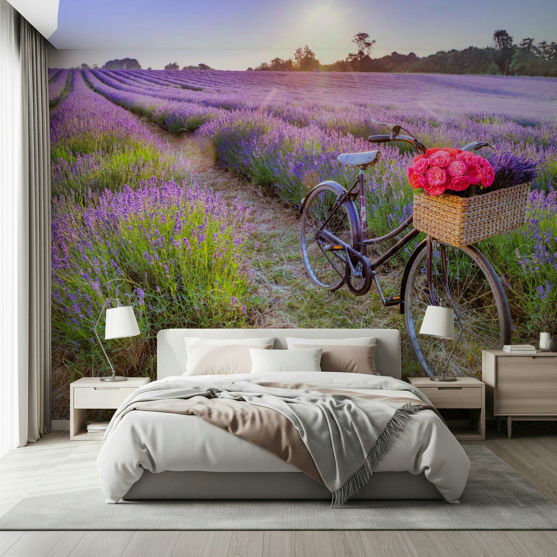 Bicycle in a Lavender Field Wall Mural