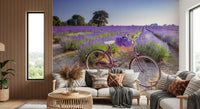 Bicycle in Lavender field Wall Mural for modern apartment wall decor.