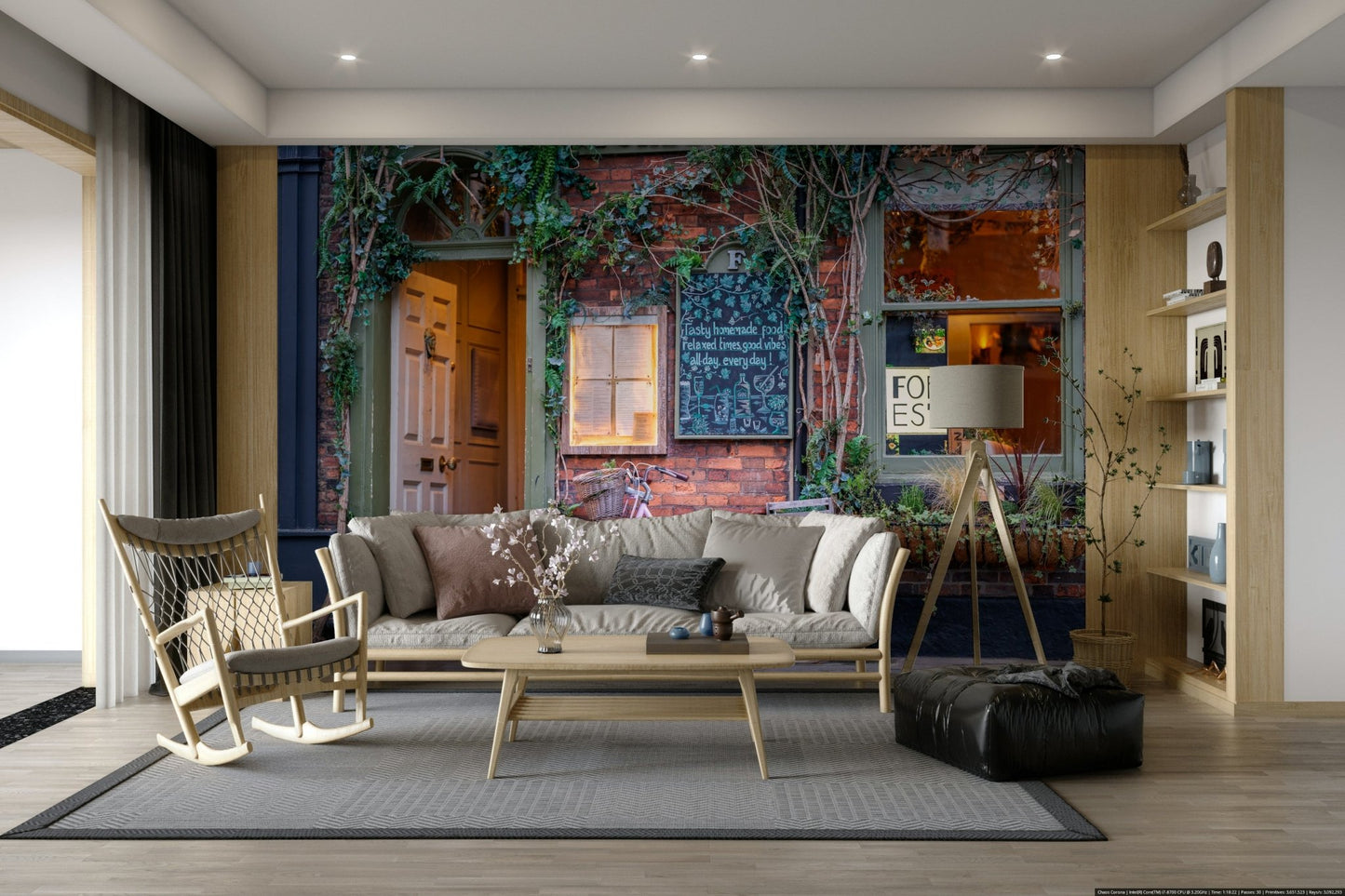 A serene bicycle scene wall mural for your kitchen decor.

