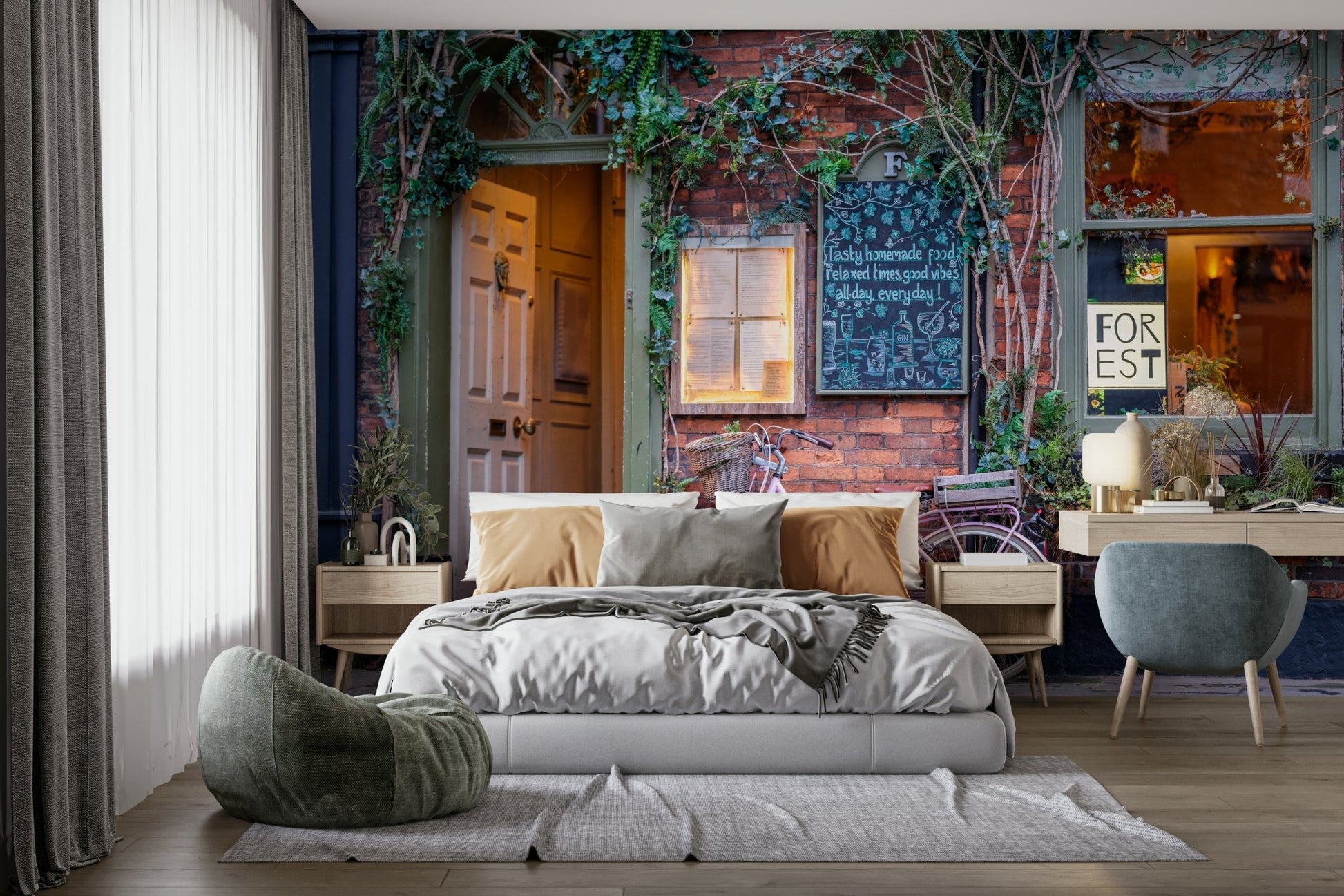 A classic European cafe wallpaper for walls.

