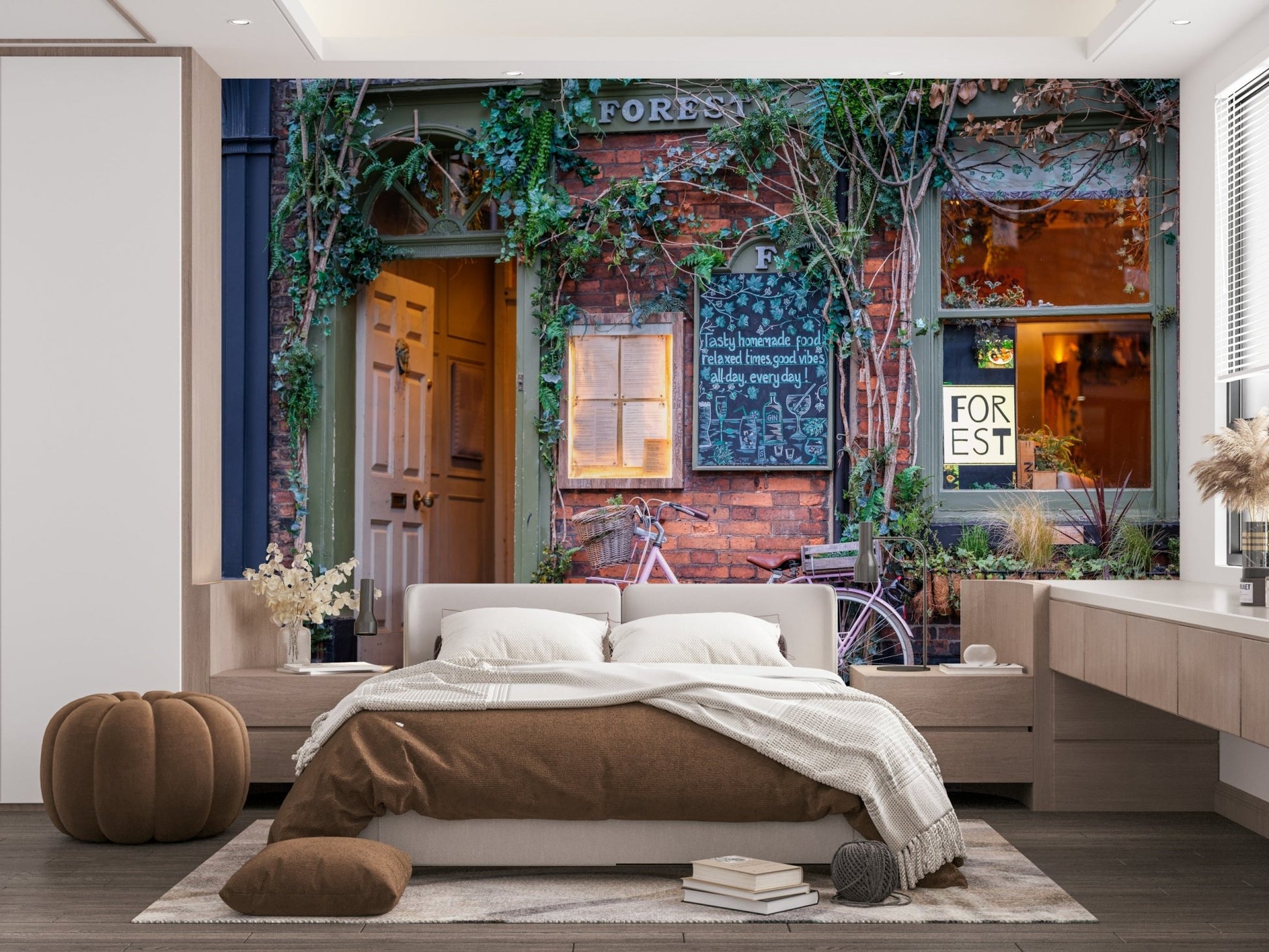 An artistic travel theme mural for home decor.

