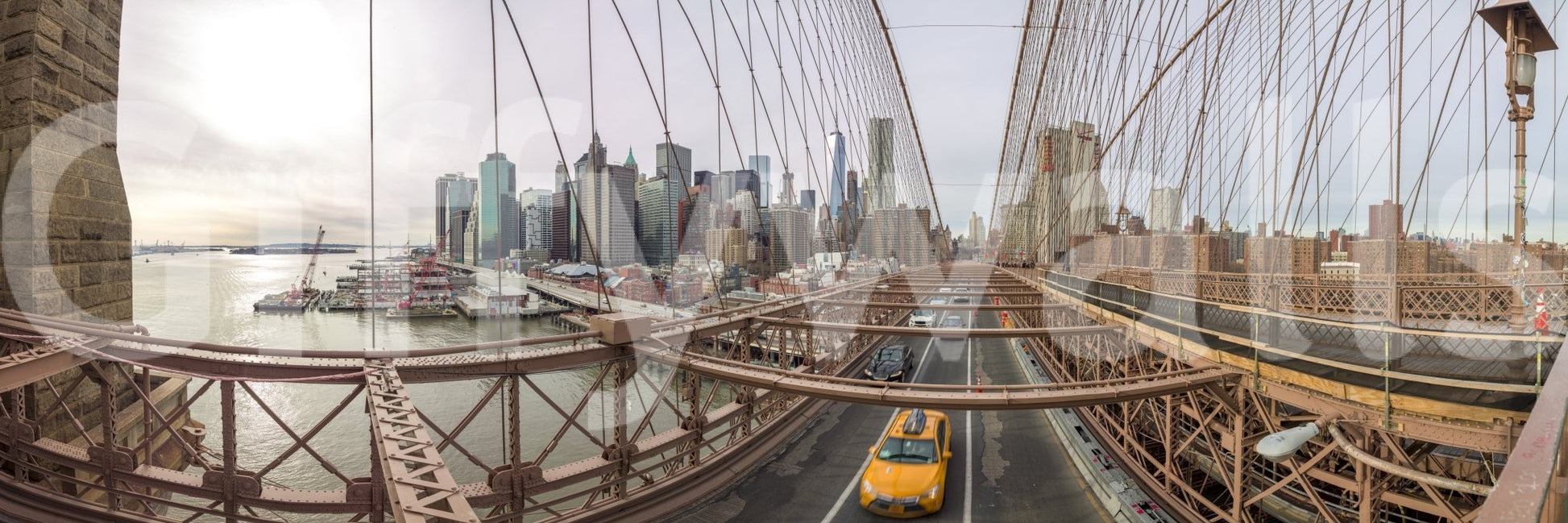 The image captures the famous Manhattan cityscape.

