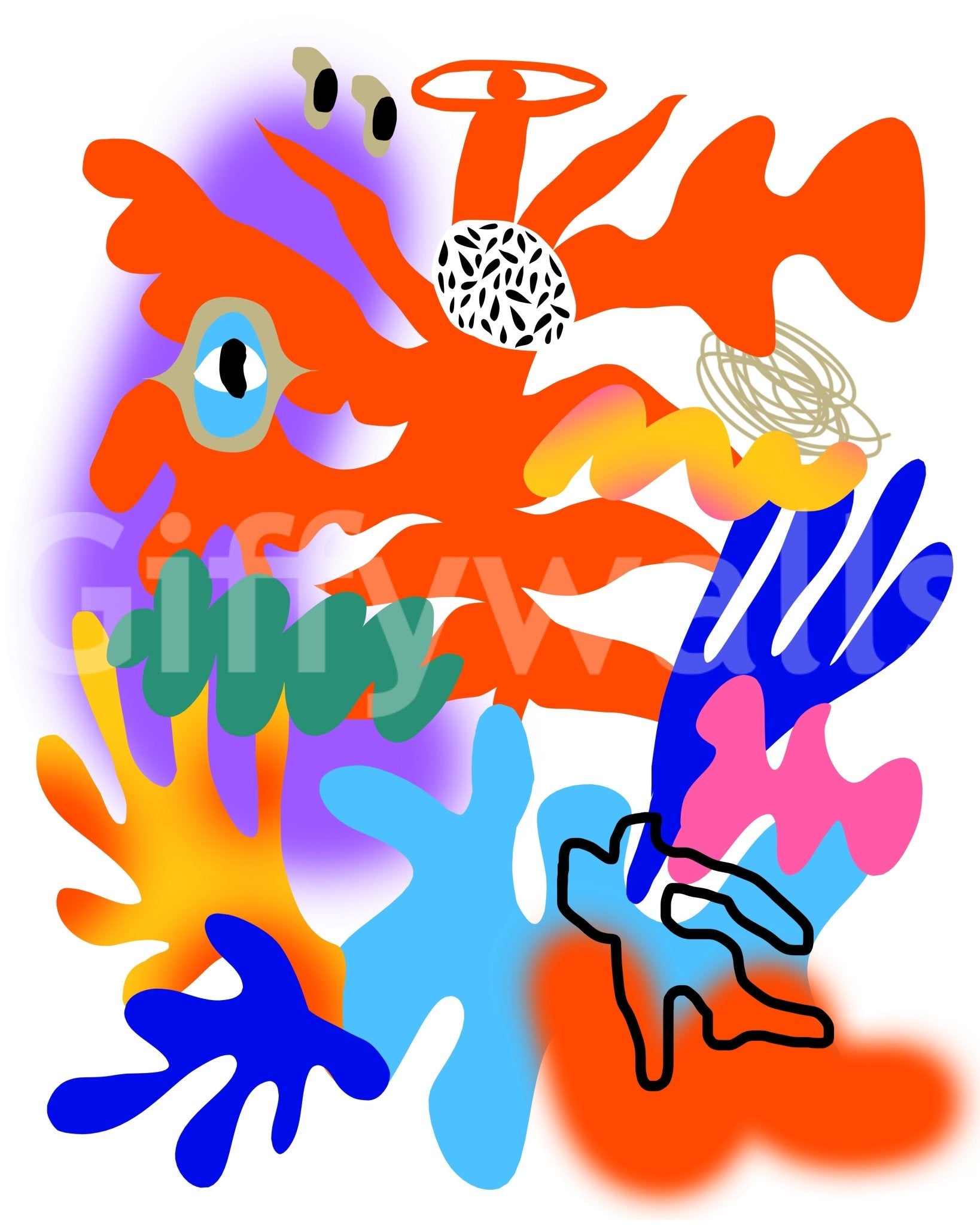 High-energy mural inspired by space and light

