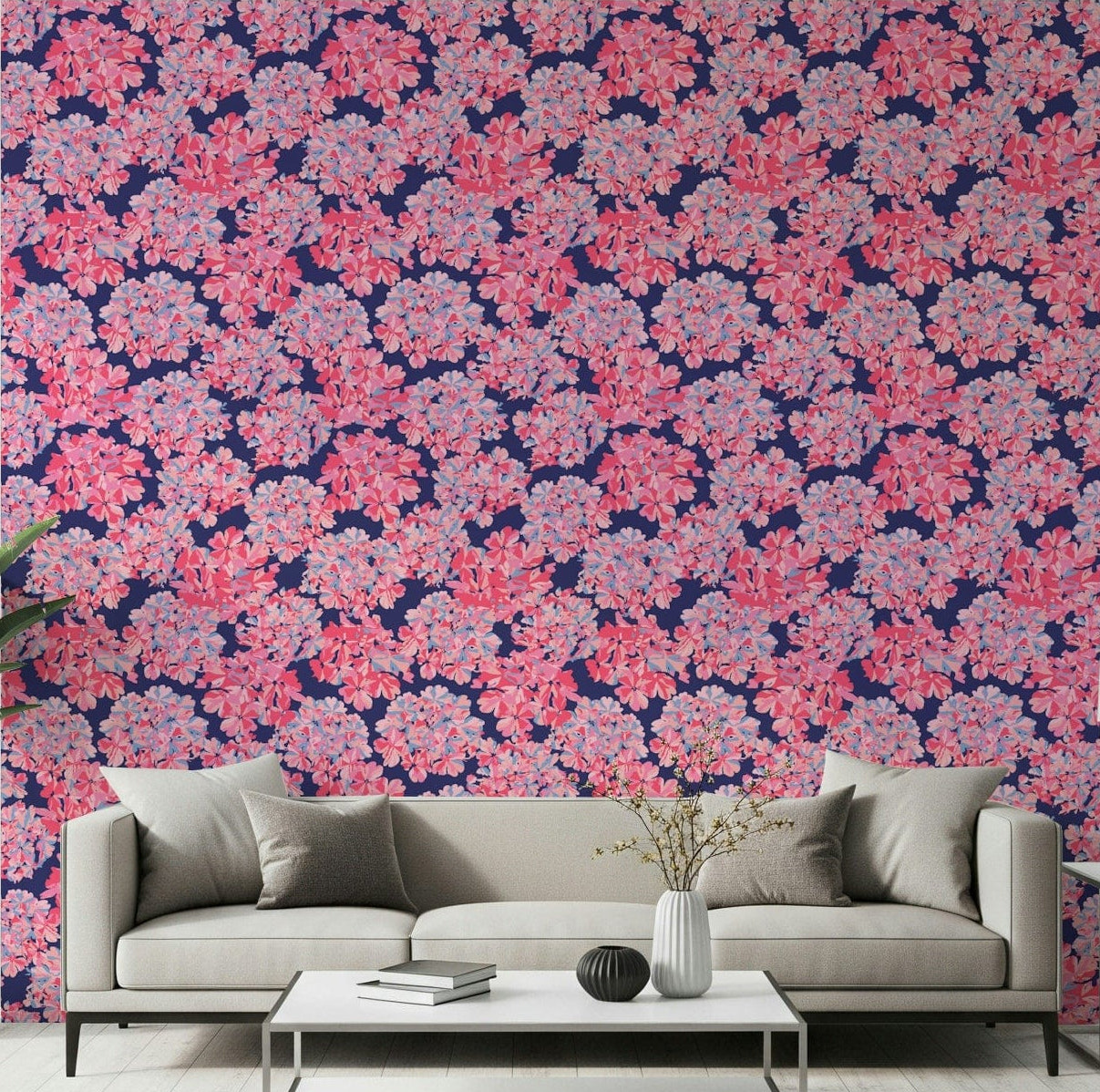 Wall mural, Vintage English Floral, charming layered blooms, unique hues.