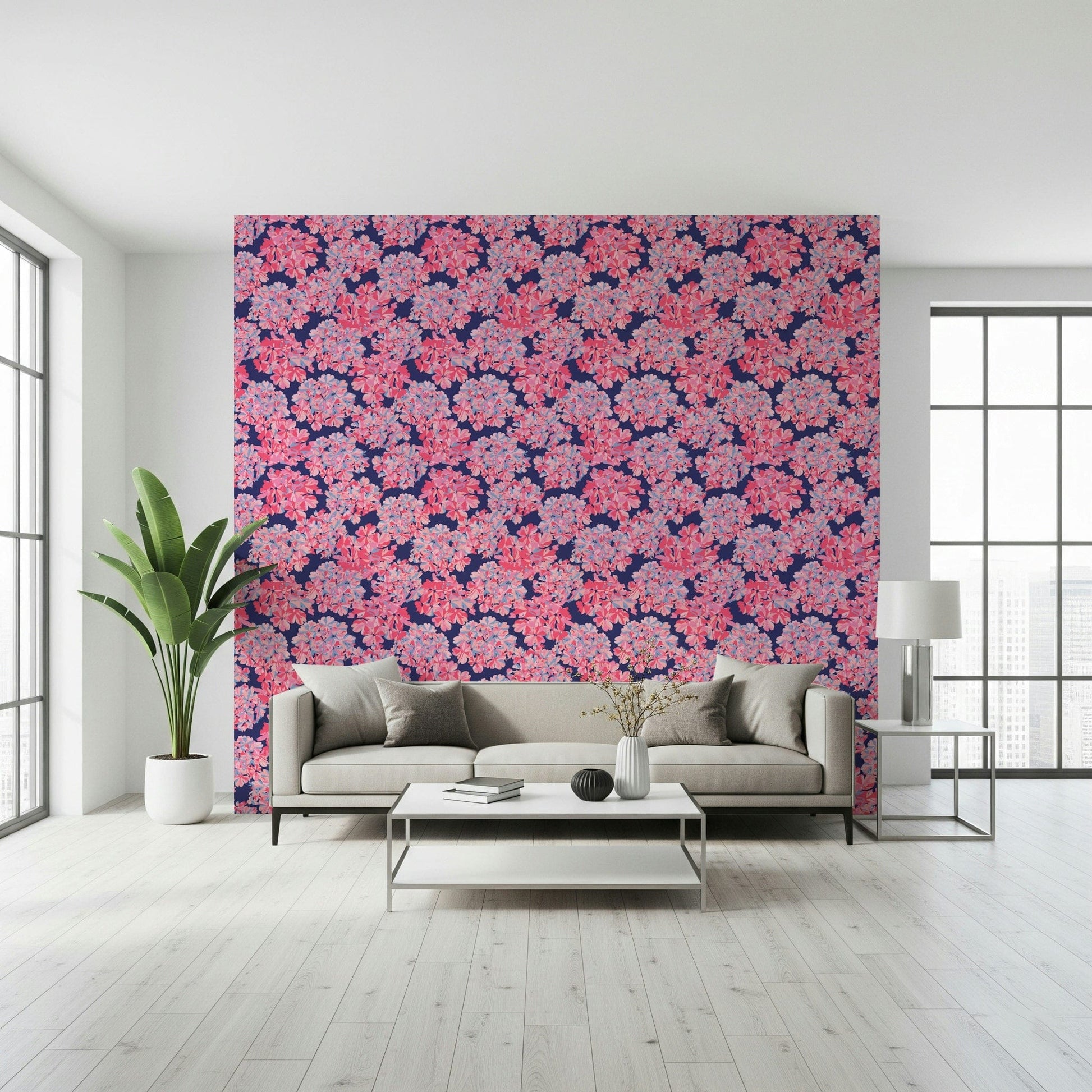 Wall mural, Vintage English Floral, charming layered blooms, unique hues.