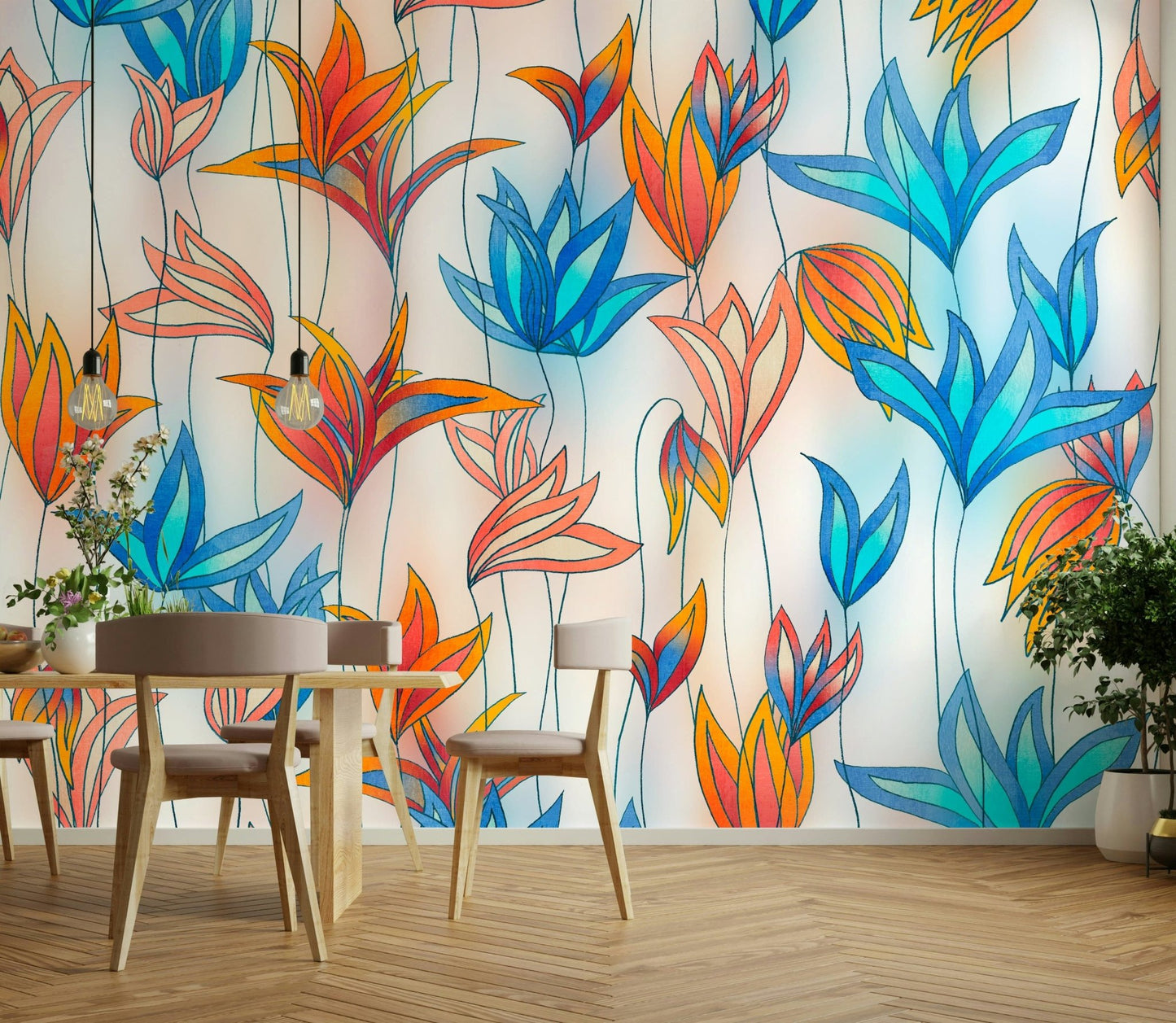 Playful wildflower wallpaper texture

