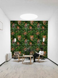 Nature-inspired big cats wallpaper for adventurous spaces


