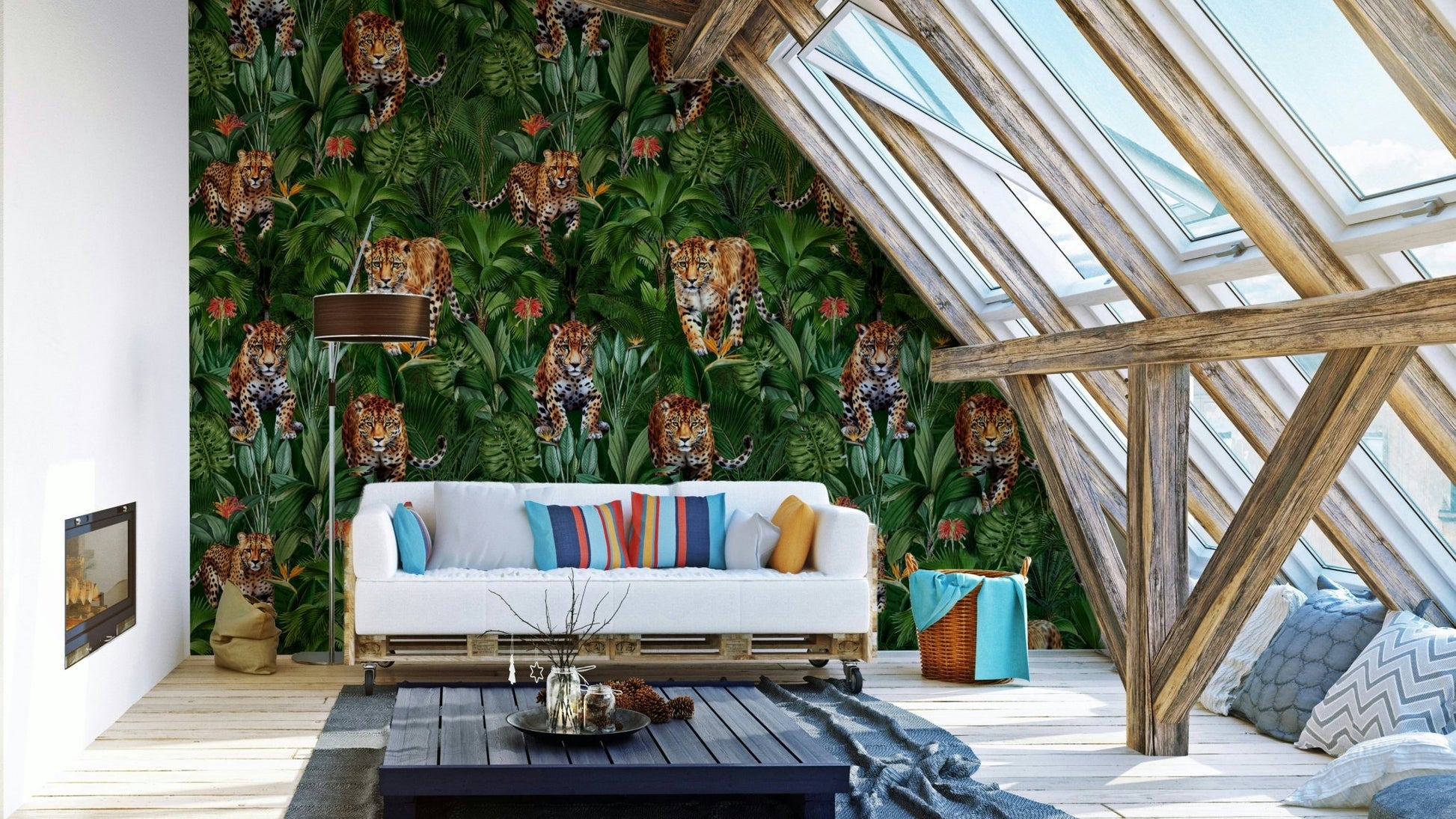 Wild cats in their natural habitat wallpaper mural

