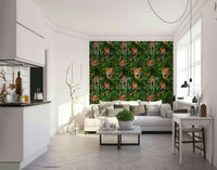 Leopard in lush jungle wallpaper mural for your walls

