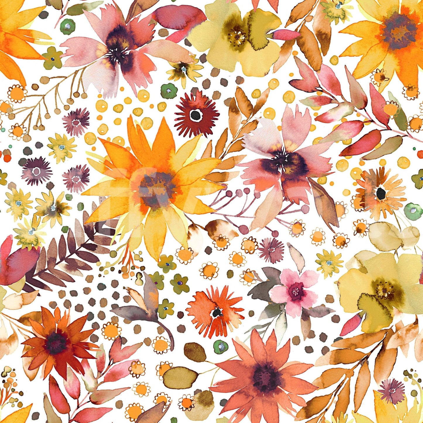 Warm floral wall wallpaper design

