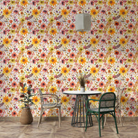 Golden floral wall mural


