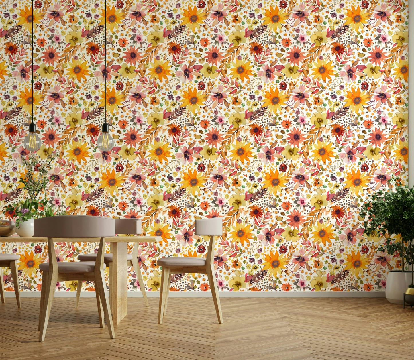 Bright floral wallpaper for walls

