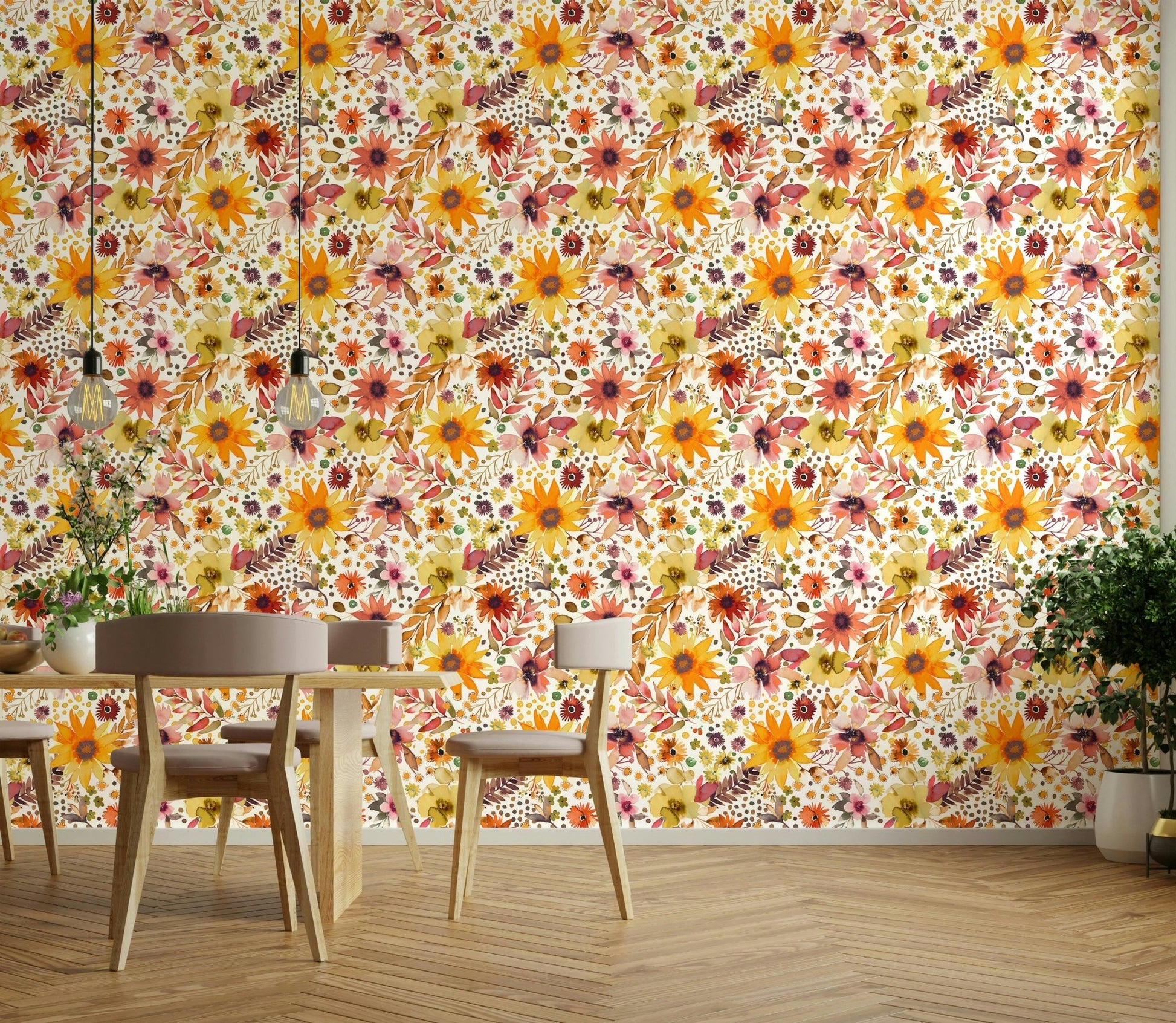 Bright floral wallpaper for walls

