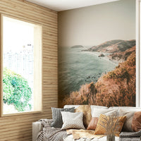 Big Sur landscape mural with vibrant ocean and sky

