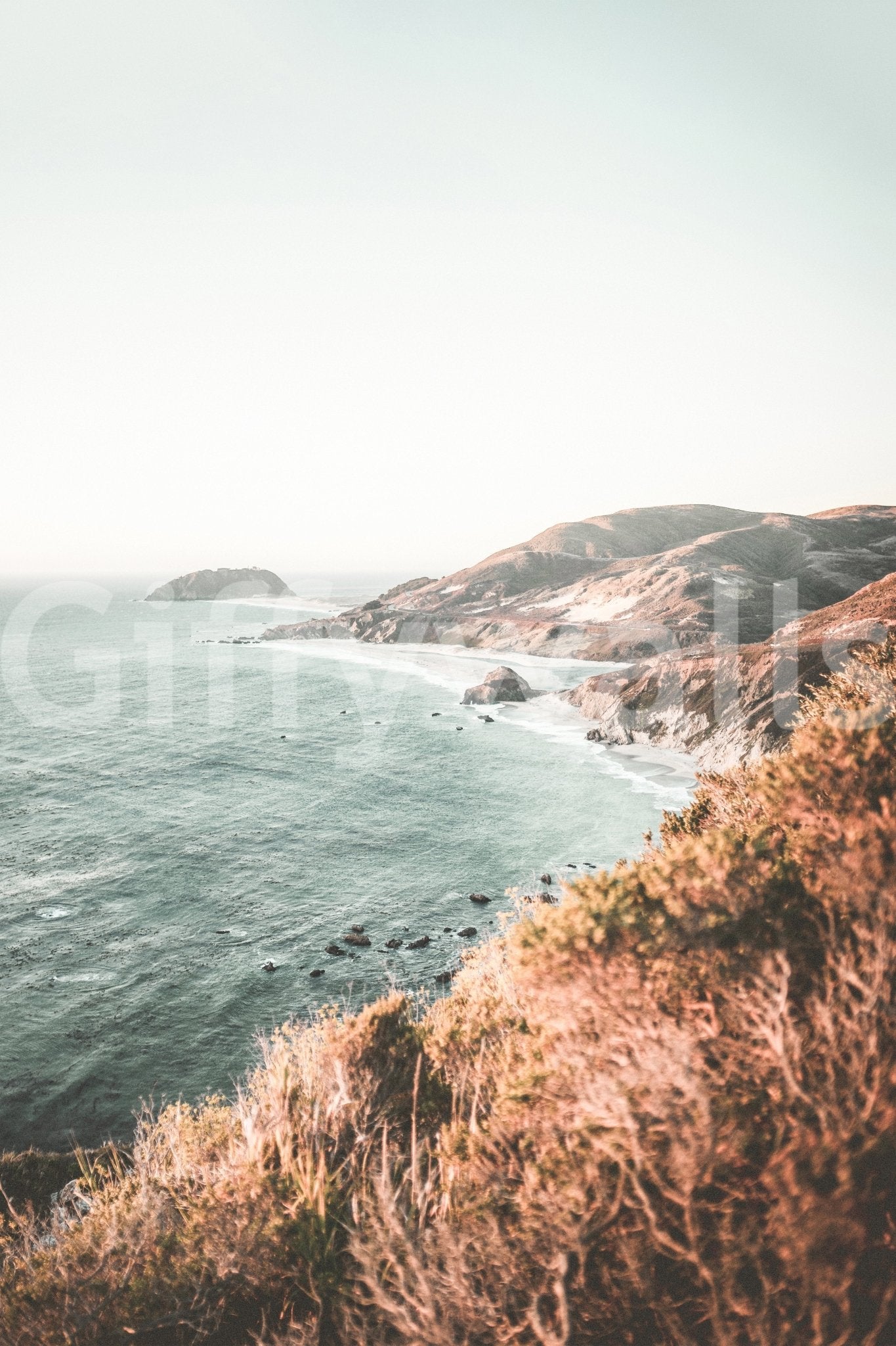 Scenic Big Sur mural with panoramic ocean vistas

