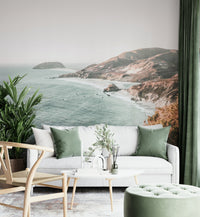 Big Sur coastline mural with rich ocean and cliff details

