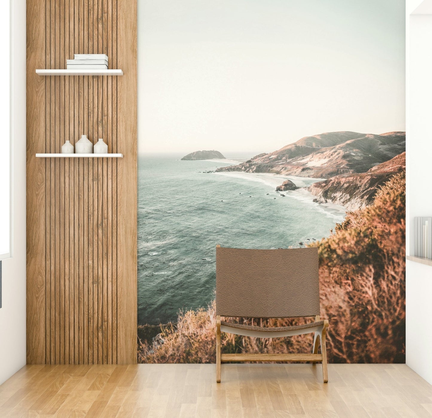 Majestic ocean view mural of Big Sur’s rocky cliffs

