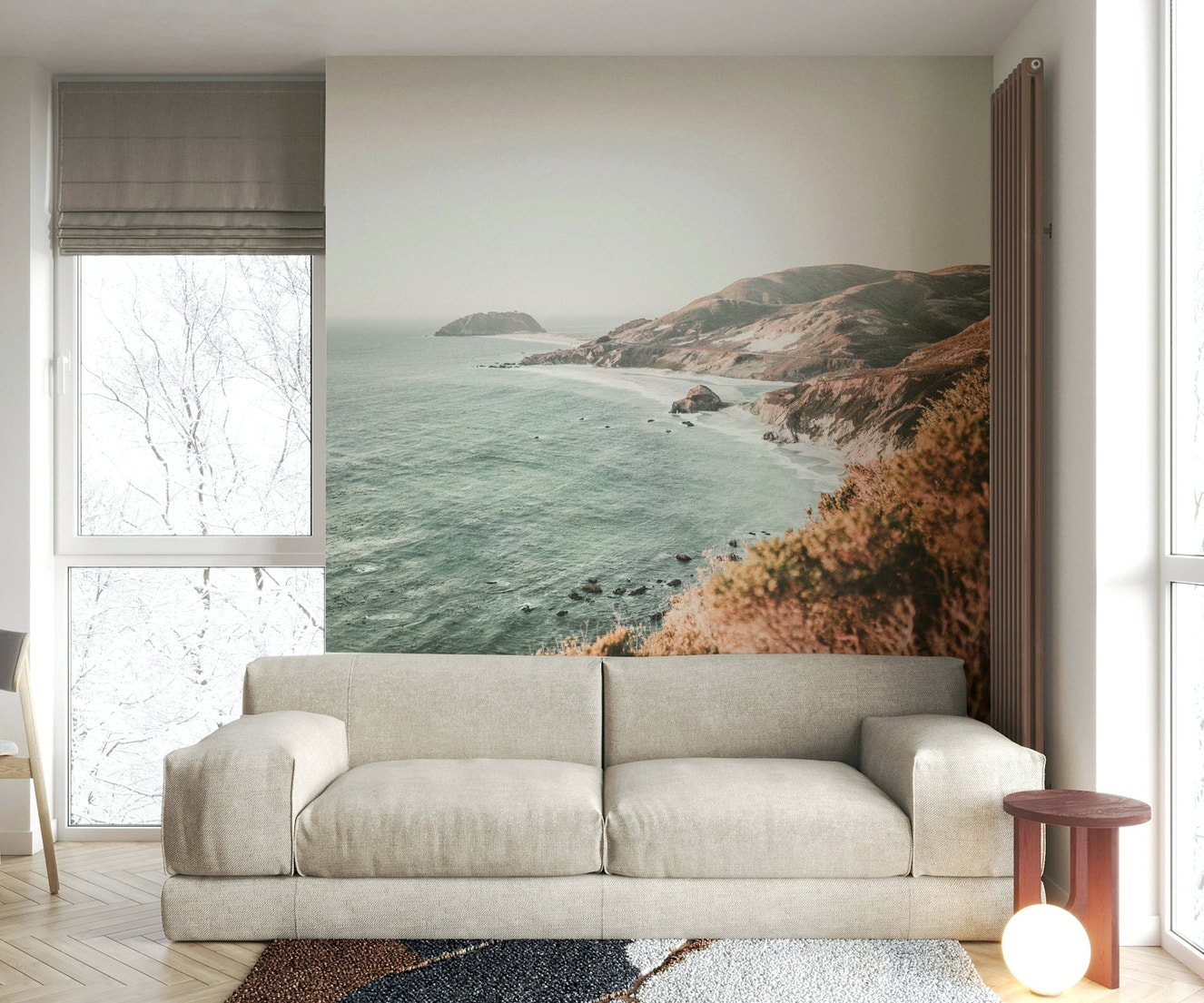 Big Sur coastline wall mural with dramatic ocean views

