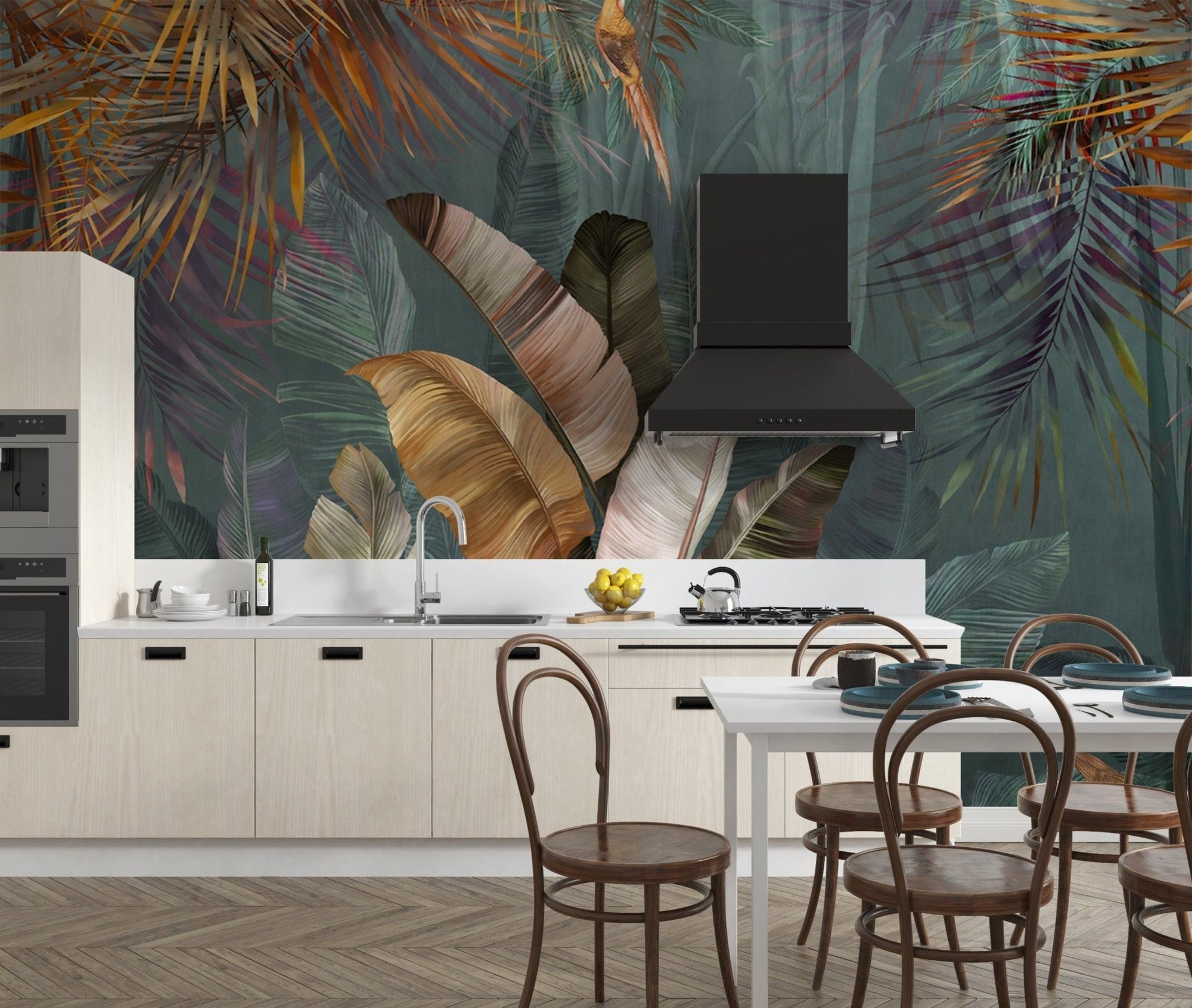 Big Tropical Leaves Living Room wallpaper B474