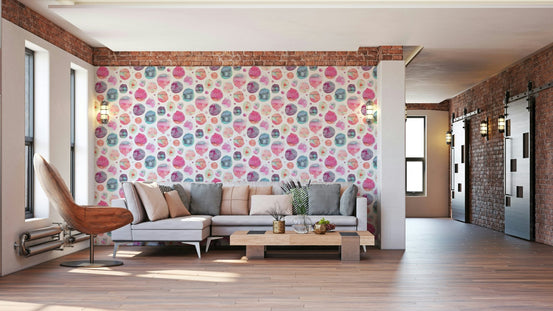 Pink watercolor dots mural wallpaper GD770

