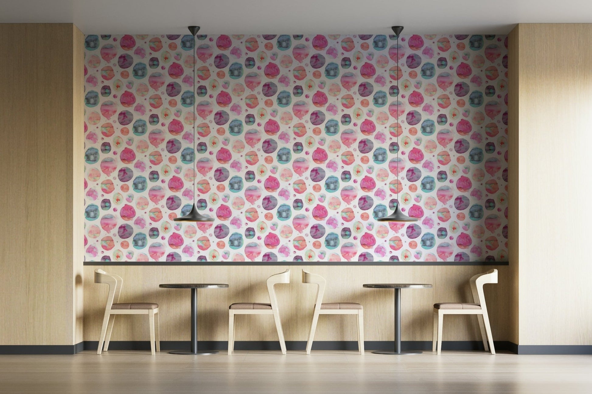 Soft pink circles on wall mural


