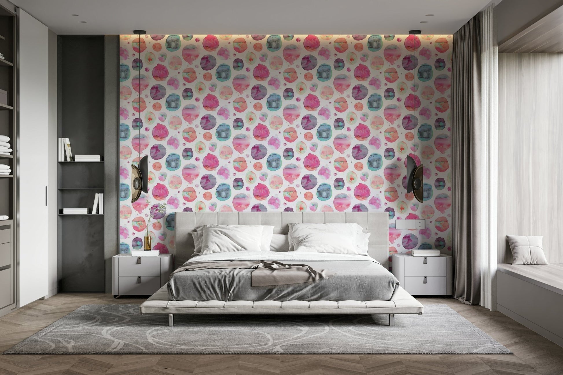 Multicolor large dot mural wallpaper

