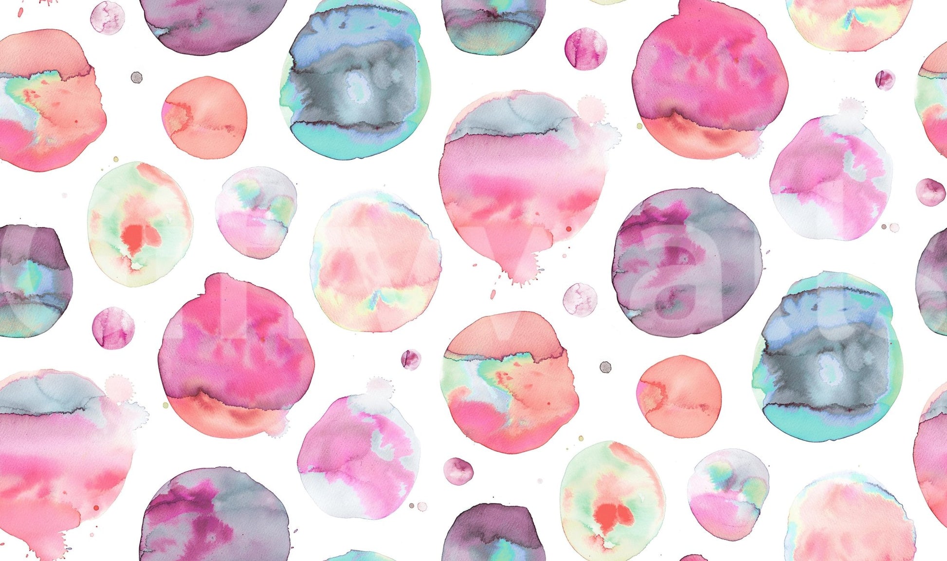 Playroom wallpaper with watercolor dots

