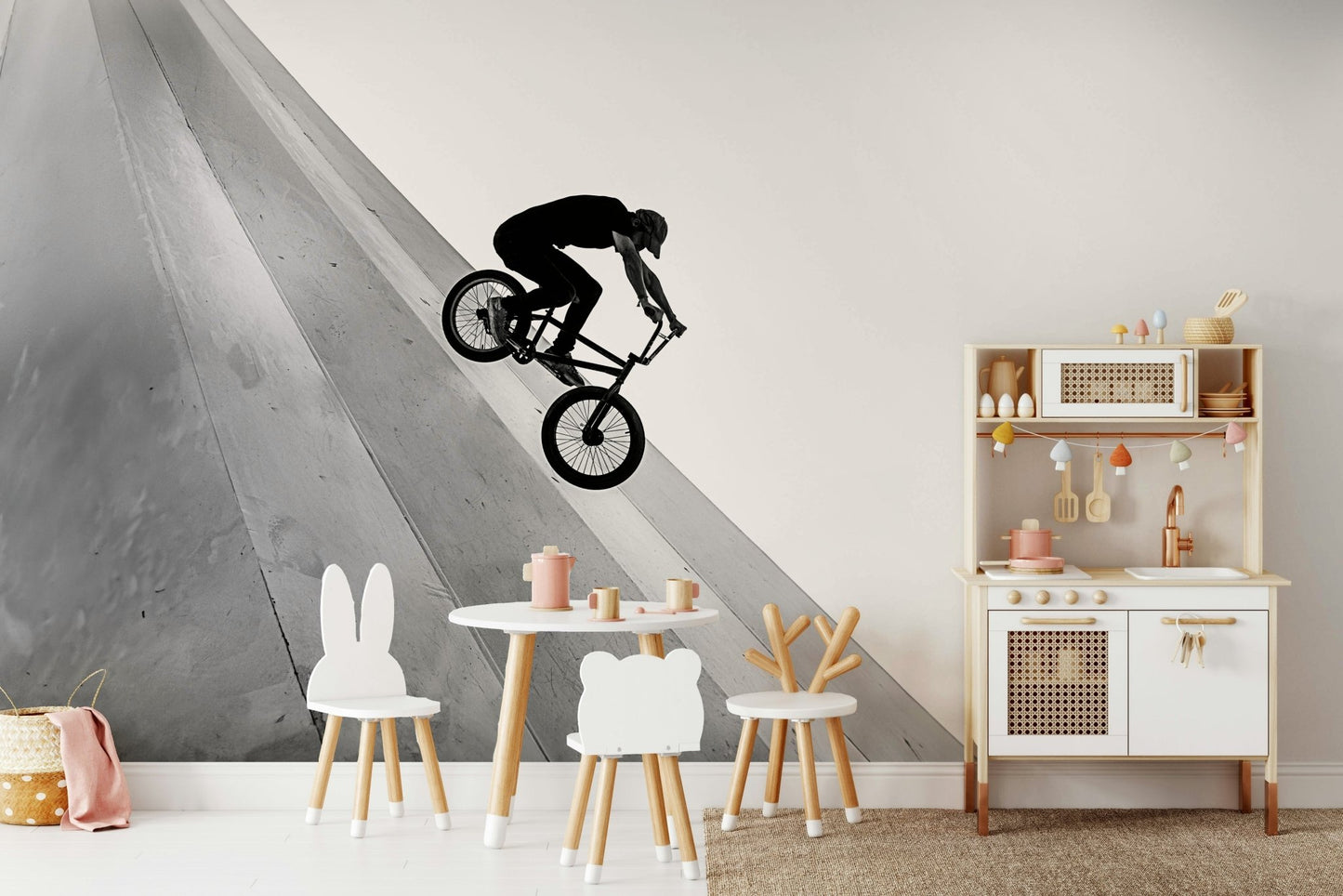 Silhouette of biker on BMX ramp

